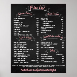 Poster Tarif Salon Rose