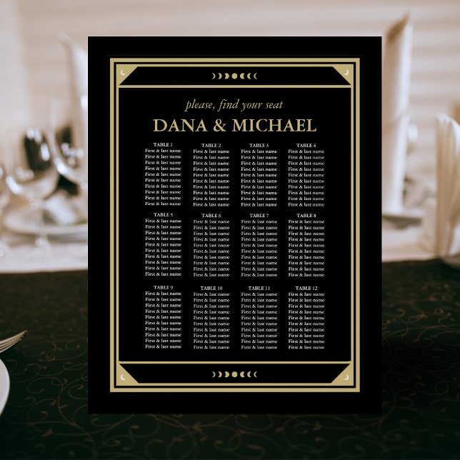 Poster Tarot céleste Or Mariage noir Graphique F (Créateur téléchargé)