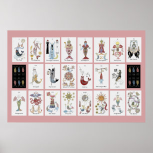 Poster Tarot Majeur Arcane chat sirène