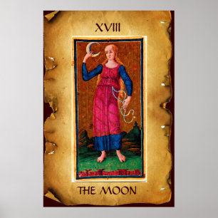 POSTER TAROTS ANCIENS RENAISSANCE 18 / LA LUNE