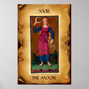 POSTER TAROTS ANCIENS RENAISSANCE 18 / LA LUNE