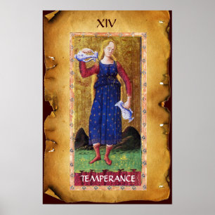 POSTER TAROTS DE RENAISSANCE ANTIQUE 14 / TEMPÉRANCE