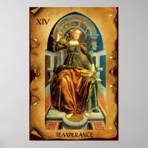 POSTER TAROTS DE RENAISSANCE ANTIQUE 14 / TEMPÉRANCE