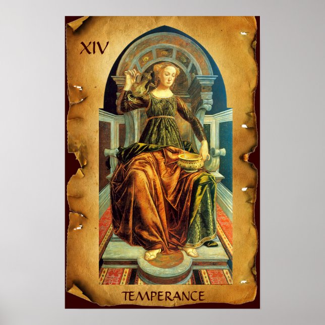 POSTER TAROTS DE RENAISSANCE ANTIQUE 14 / TEMPÉRANCE (Devant)