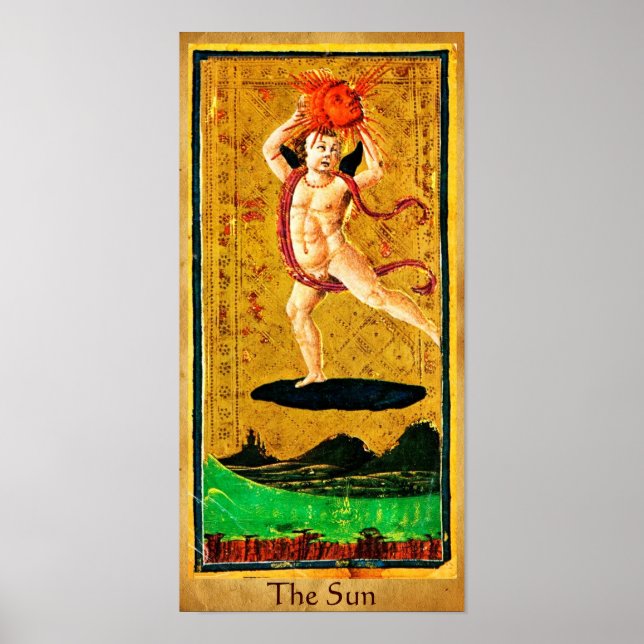POSTER TAROTS DE RENAISSANCE ANTIQUE 19 / LE SOLEIL (Devant)
