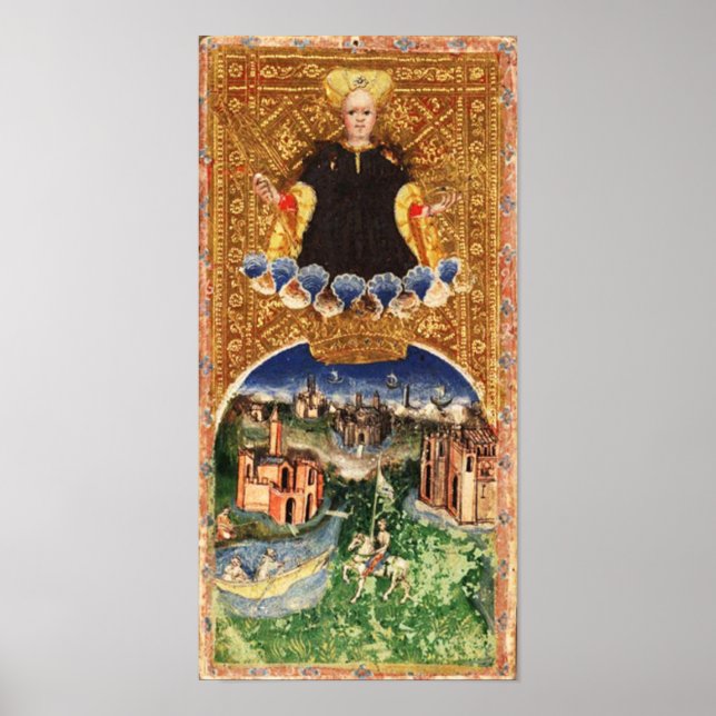 POSTER TAROTS DE RENAISSANCE ANTIQUE 21 / LE MONDE (Devant)