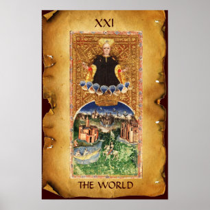POSTER TAROTS DE RENAISSANCE ANTIQUE 21 / LE MONDE