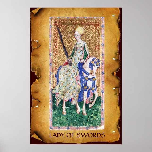 POSTER TAROTS DE RENAISSANCE ANTIQUE /LADY DES ÉPÈRES (Devant)
