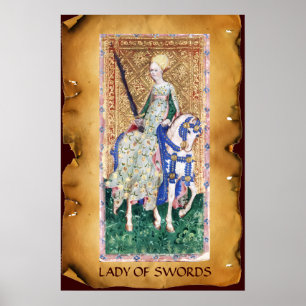 POSTER TAROTS DE RENAISSANCE ANTIQUE /LADY DES ÉPÈRES