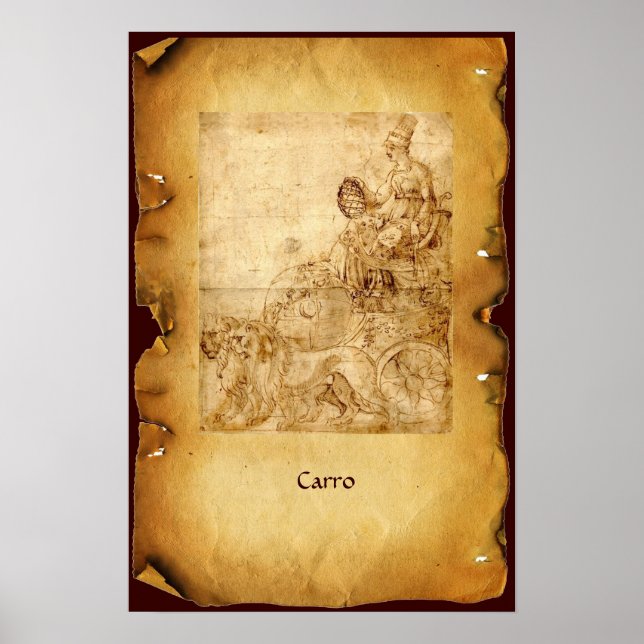 POSTER TAROTS DE RENAISSANCE ANTIQUE / LE CHARIOT (Devant)