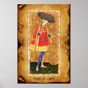 POSTER TAROTS DE RENAISSANCE ANTIQUE / PAGE DES TASSES