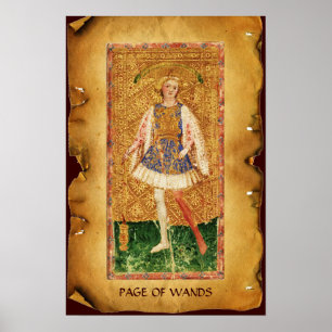 POSTER TAROTS DE RENAISSANCE ANTIQUE / PAGE DES WANDS