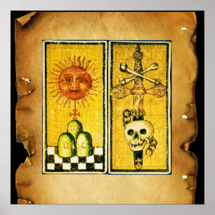 POSTER TAROTS RENAISSANCE ANTIQUES /LE SOLEIL ,AS DE ÉPÉE