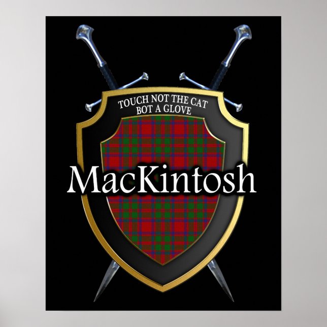 Poster Tartan Clan MacKintosh Écu Écossais & Épées (Devant)