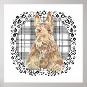 Poster Tartan Scottie Noir & Blanc