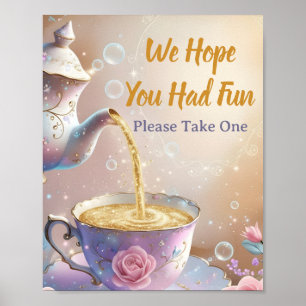Poster Tasse à thé et théière floraux - Théière élégante 