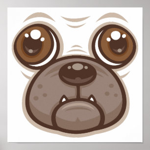 Poster Tasse Chien Caricatural Pug Chiot