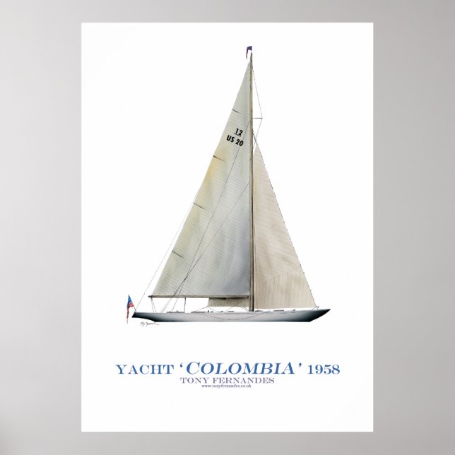 Poster tasse d'amérique yacht 'colombia', tony fernandes (Devant)