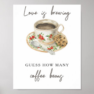 Poster Tasse de café Baby shower Combien de grains de caf