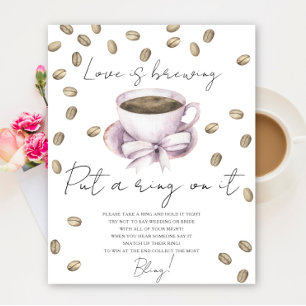 Poster Tasse de café Baby shower Mise un anneau sur elle
