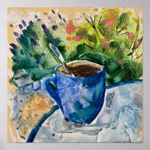 Poster tasse de café, peinture moderne, wayercolor
