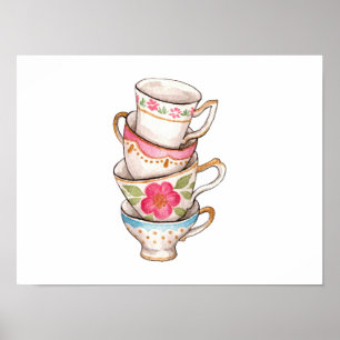 Poster Tasses à thé (ensemble de 4)