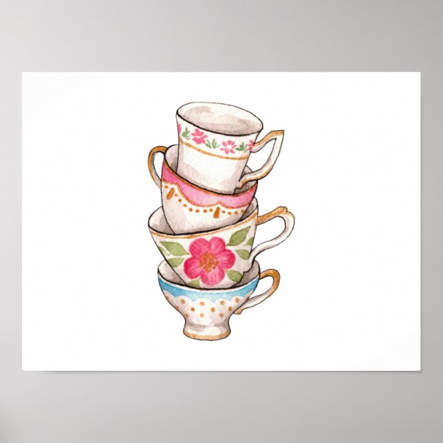 Poster Tasses à thé (ensemble de 4) (Devant)