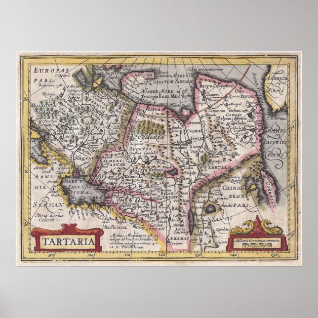 Poster Tatary Antique Carte de l'Asie Centrale et du Nord (Devant)