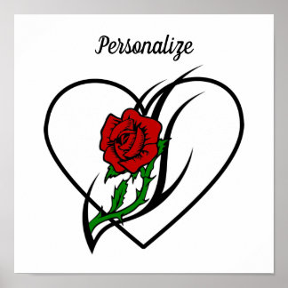 Poster Tatouage à la rose rouge
