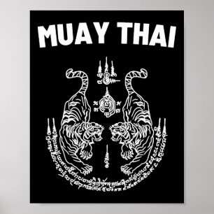 Poster Tatouage d'art Muay Thai Sak Yant Twin Tiger Kickb