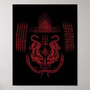 Poster Tatouage de kickboxing thaïlandais Sak Yant Cultur