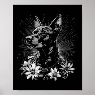 Poster Tatouage de style rétro Amoureux des chiens Doberm