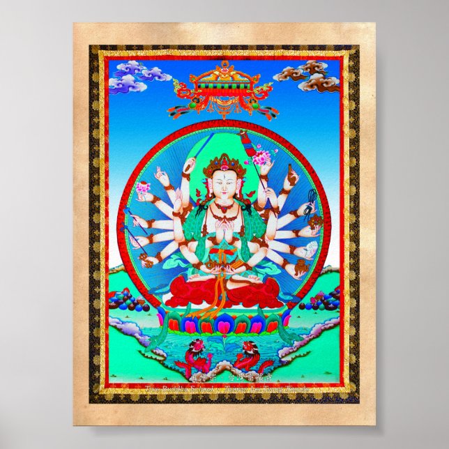 Poster Tatouage de thangka cool Cundhi Bodhisattva (Devant)