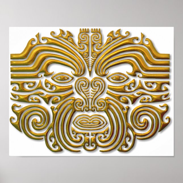 Poster Tatouage Maori - Or (Devant)
