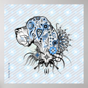 Poster Tatouage Style Dogue Allemand