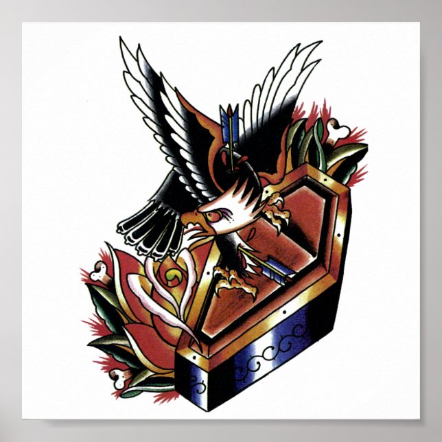 Poster tatouage traditionnel d'aigle (Devant)