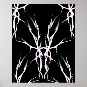 Poster Tatouage Tribal de Cerf numérique blanc et noir