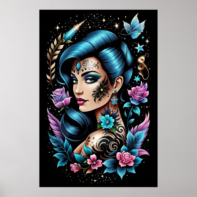 Poster Tatouages Et Roses (Devant)