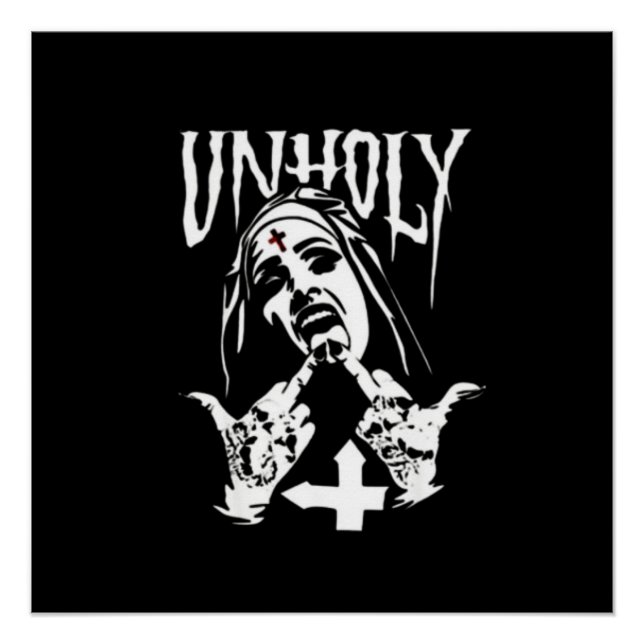 Poster Tatouages Satanique Nun contre saint (Devant)