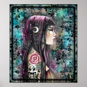 Poster Tattoo de rose Fantastique d'art contemporain