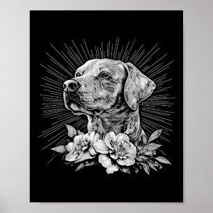 Poster Tattoo Style Lover Labrador Retriever Chien rétro