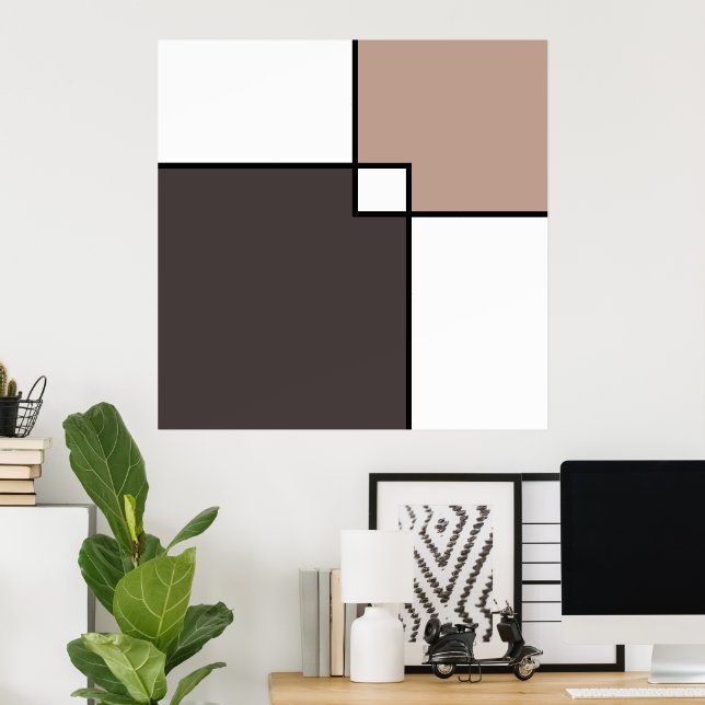 Poster Taupe les Carrés blancs (Bureau à domicile)