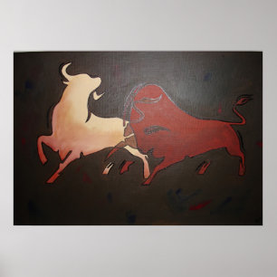 Poster Taurean Bulls Animal Art