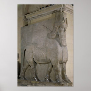 Poster Taureau à ailes à une façade du Roi Sargon II