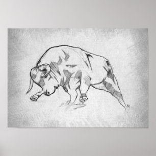 Poster Taureau - Dessin Graphique