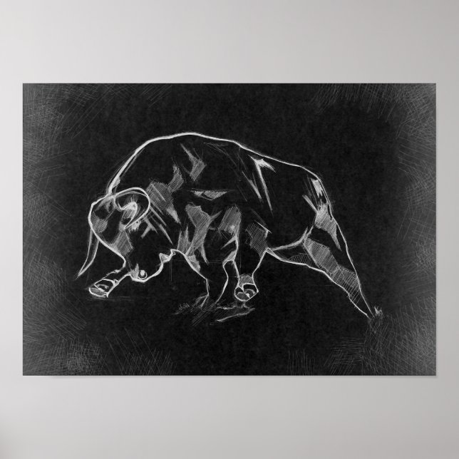 Poster Taureau - Dessin graphique (Devant)