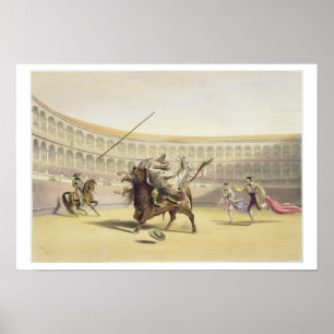 Poster Taureau jetant le picador et le cheval, 1865 (colo