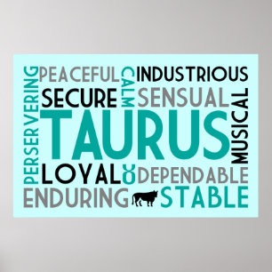 Poster Taurus Astrologie Word Collage Imprimer