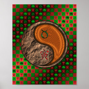 Poster Taurus et tigre de bois