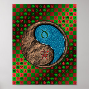 Poster Taurus et tigre d'eau
